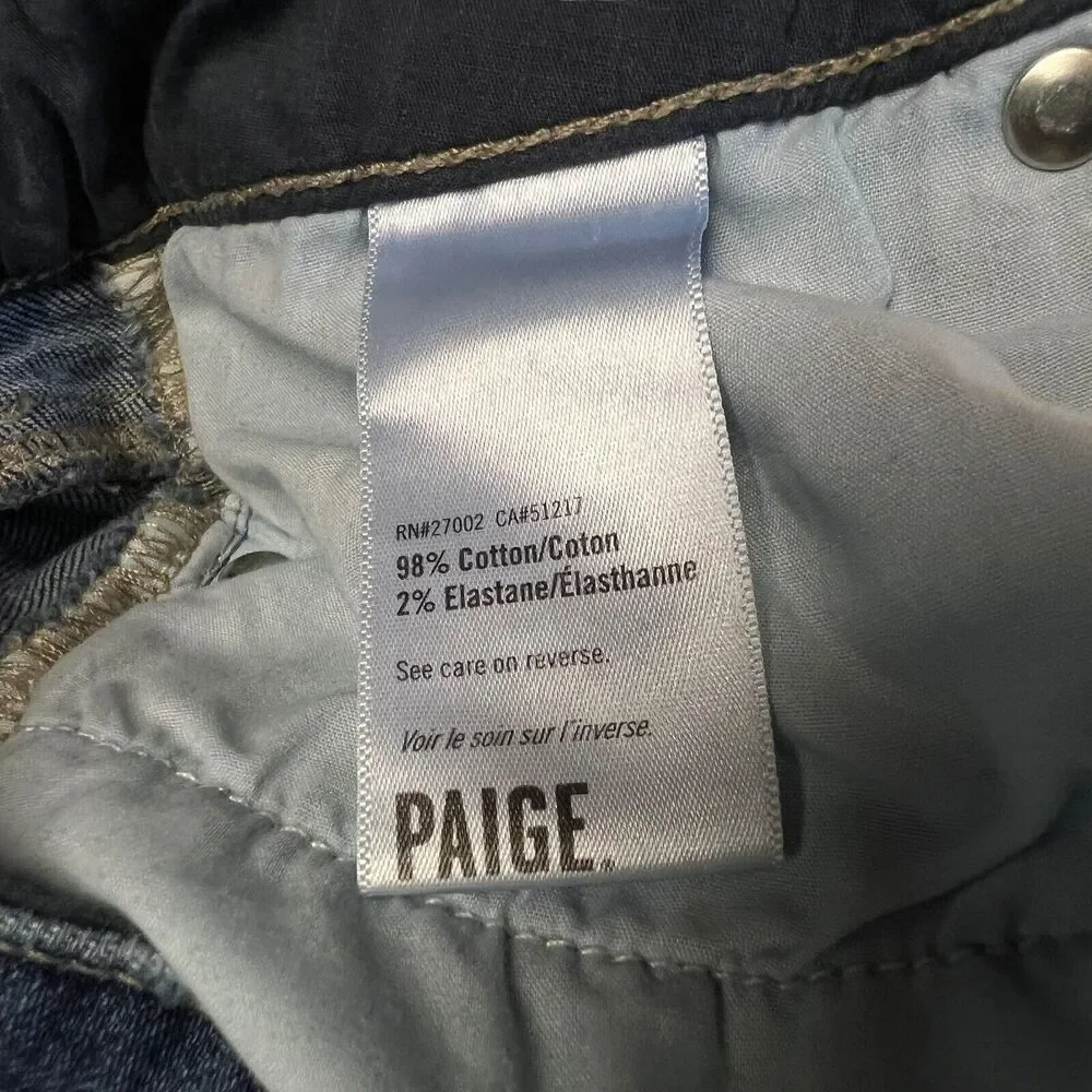 Paige Jean Skirt Women’s Size 28 Blue Front Split Light Distress - Picture 4 of 15